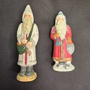 Vintage Walnut Ridge Collectibles Santa Figurines Set (2) Hand Painted Holiday